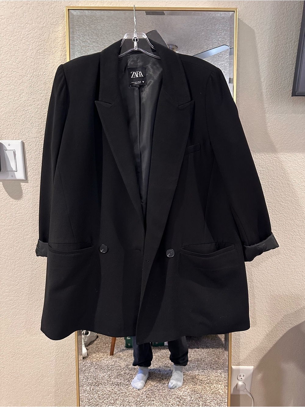 ZARA Women's Black Oversized Blazer Jacket XL Great Condition